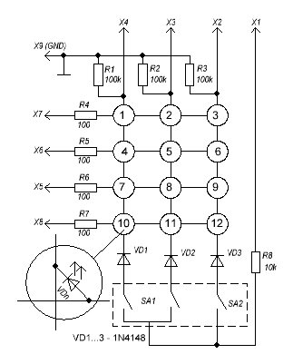 Схема индикатора на 12 светодиодов