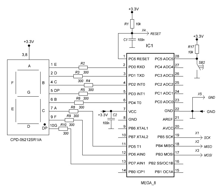 Схема подключения семисигментного индикатора