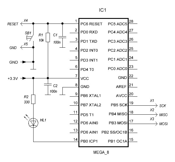 Схема подключения светодиода